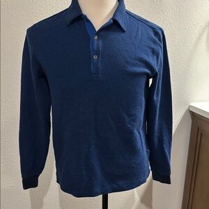 Bugatchi Blue Classic Polo Shirt Long Sleeve